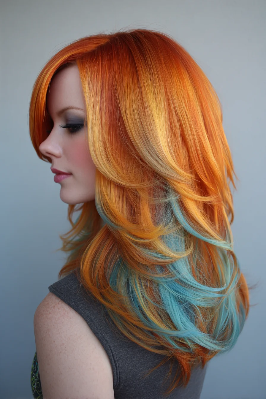 Peachy Orange Layers with Playful Teal Peekaboo Ends