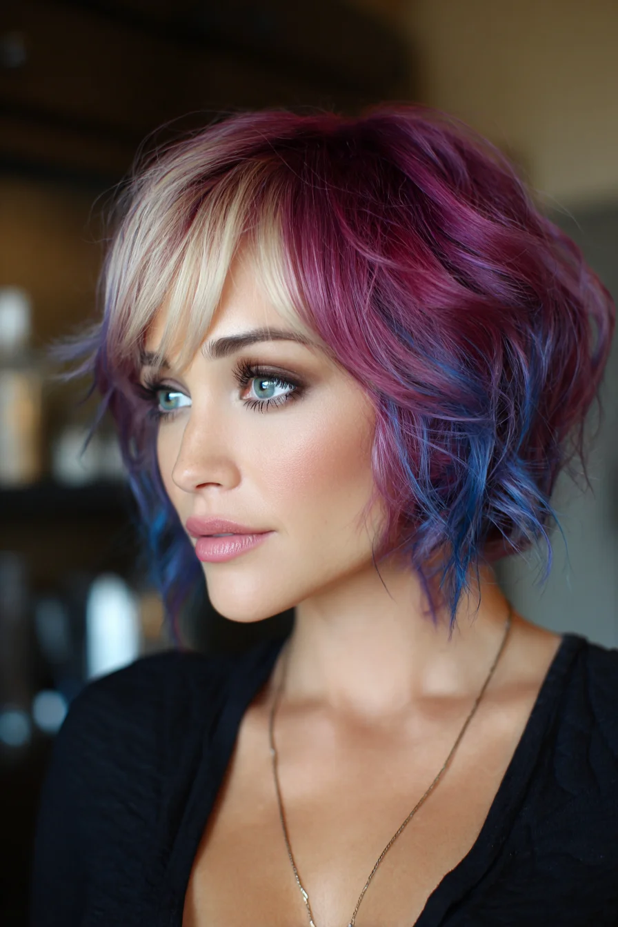 Playful Two-Tone Choppy Bob with Soft Wispy Fringe