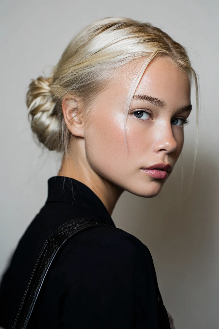 Relaxed Low Twisted Bun with Soft Face-Framing Pieces