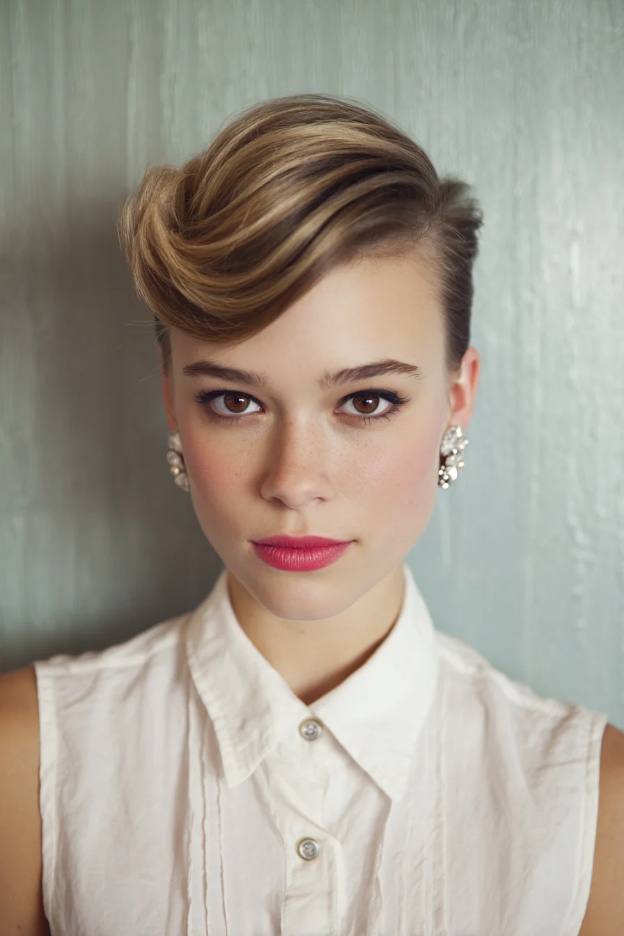 Retro Side Wave with a Sculpted Pompadour Vibe