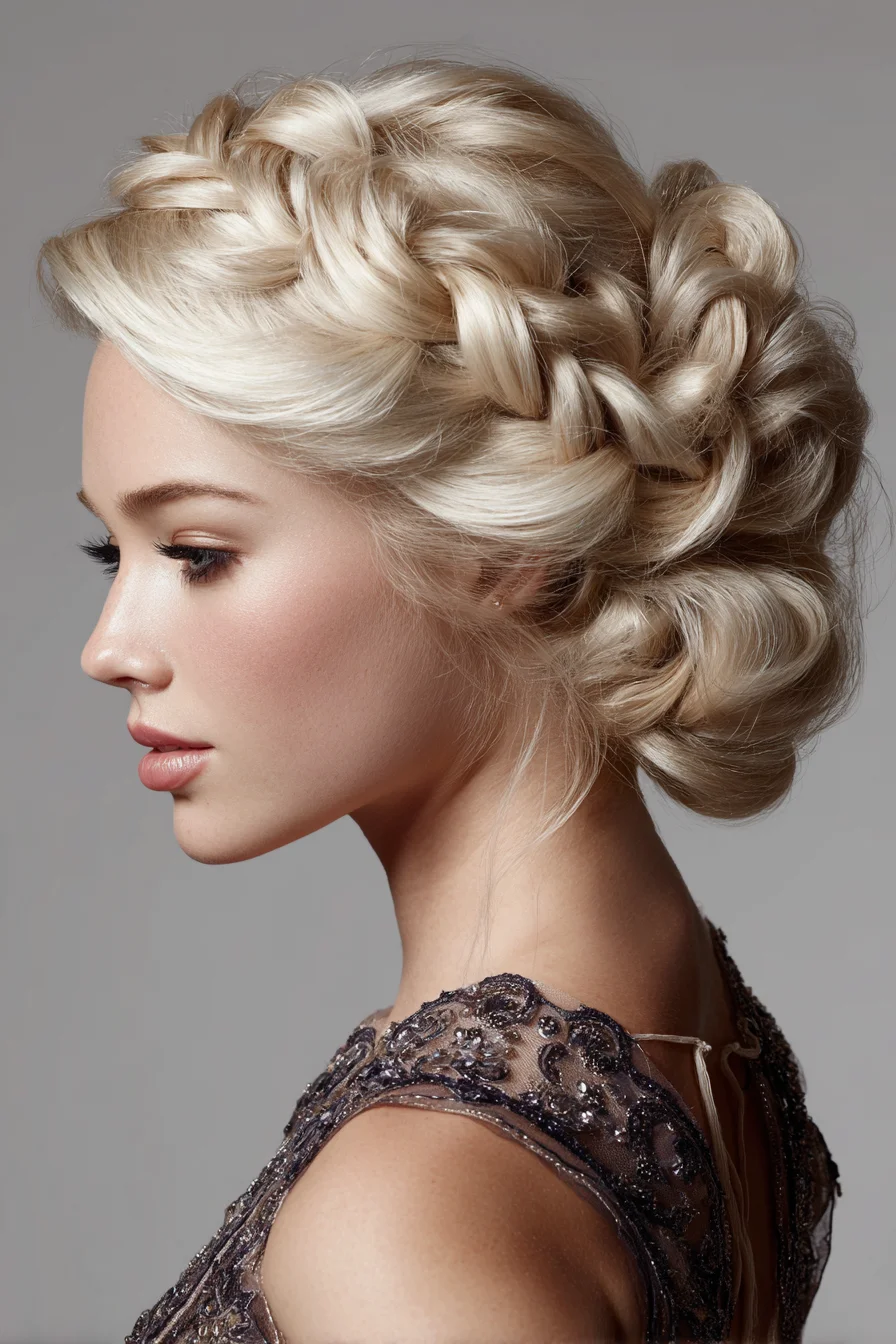 Romantic Crown Braid Updo for Special Occasions