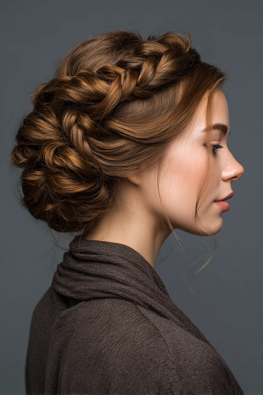 Romantic Crown Braid Updo for Special Occasions