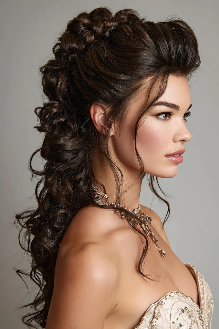 Romantic Half-Up Curls with Braided Volume and Texture