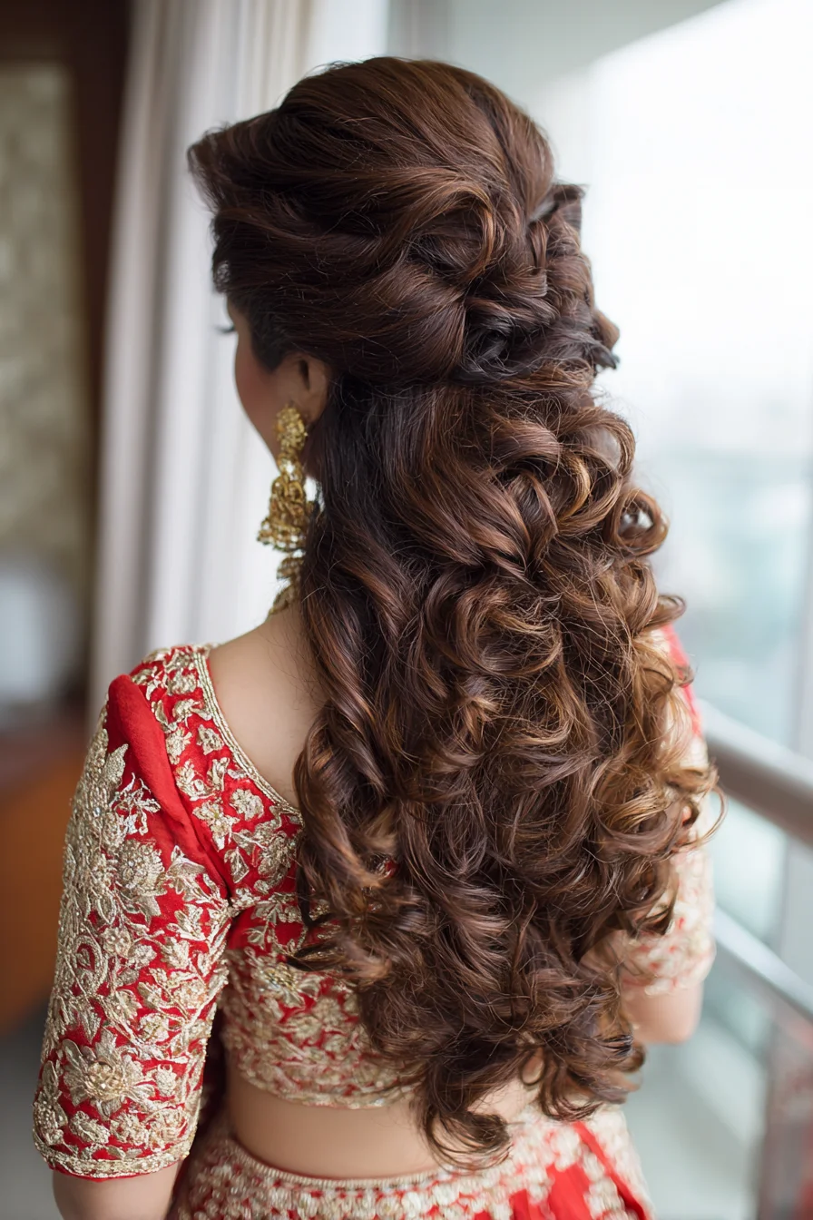 Romantic Half-Up Curls with Braided Volume for Weddings and Big Events