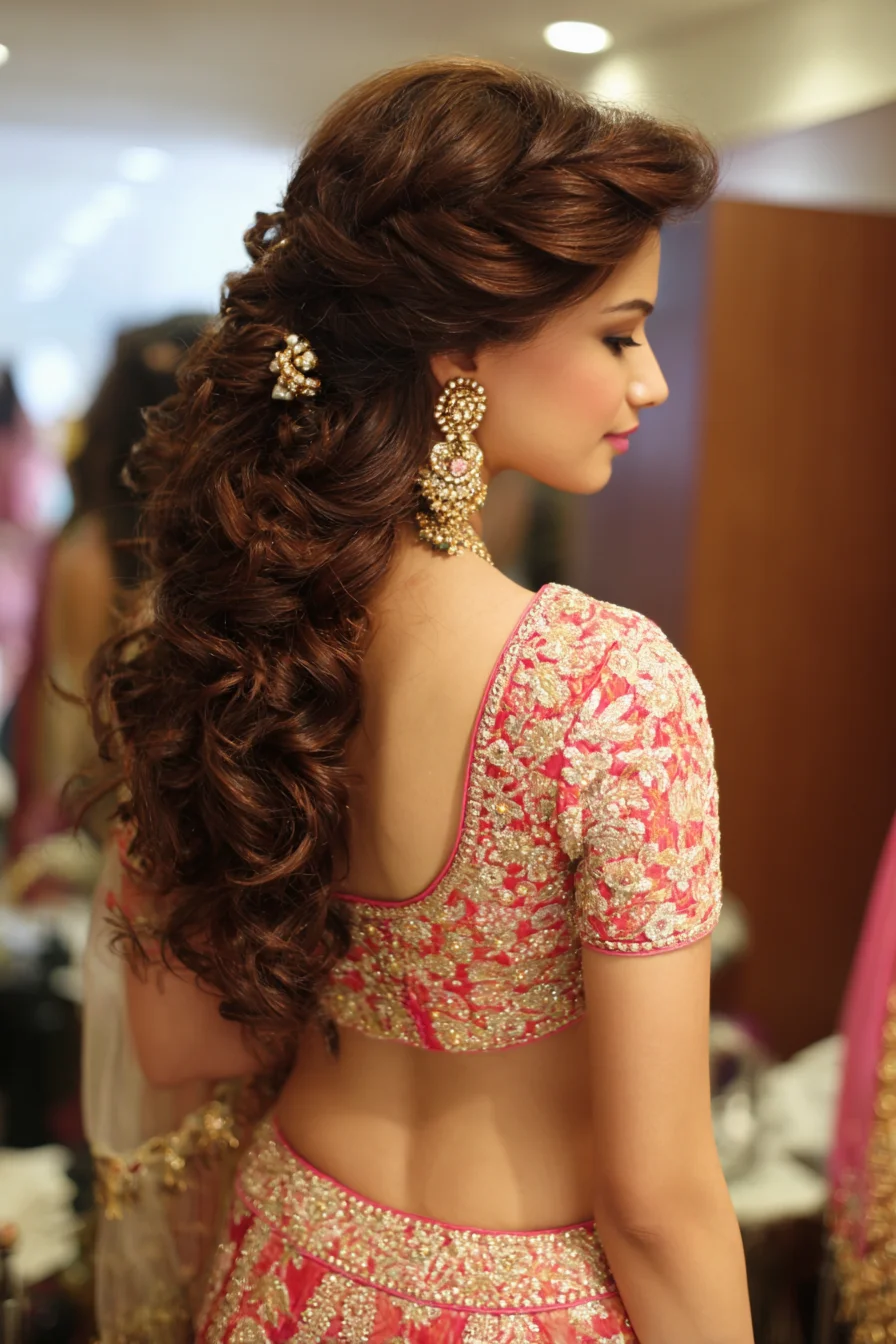 Romantic Half-Up Hairstyle with Cascading Bridal Curls