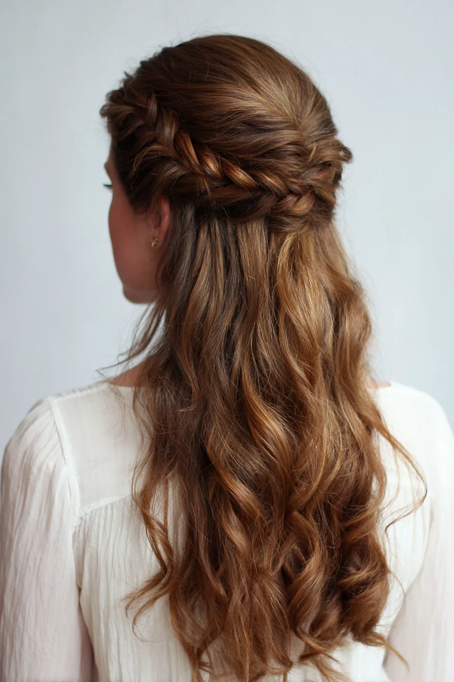 Romantic Half-Up Twist with Loose Beachy Curls