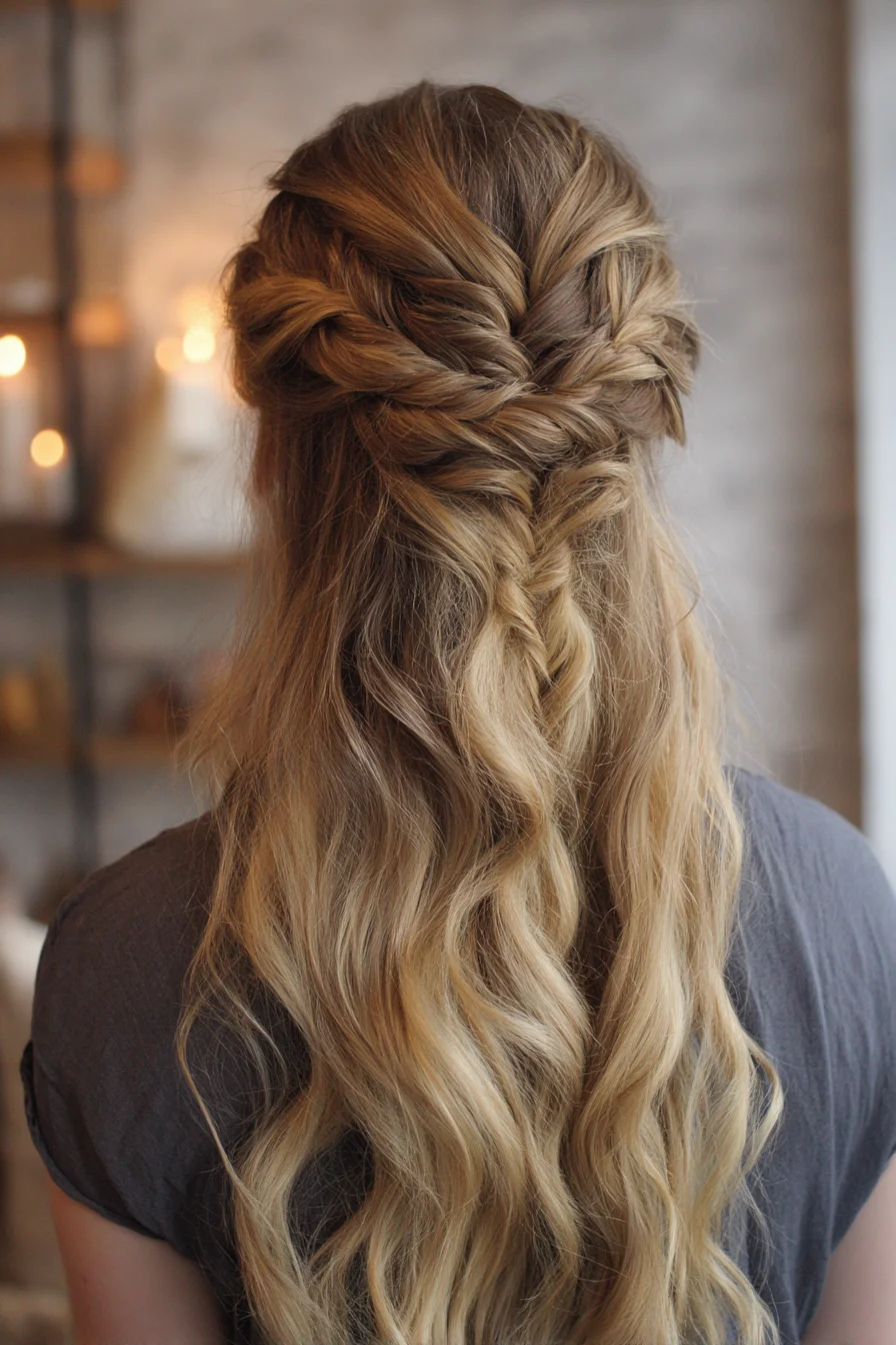 Romantic Half-Up Twist with Textured Fishtail Tail