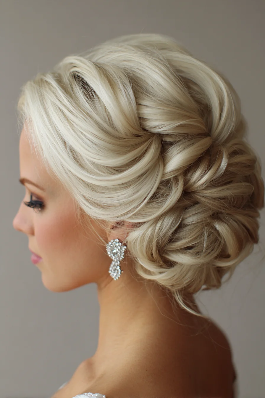 Romantic Low Twisted Bun with Soft Side Sweep