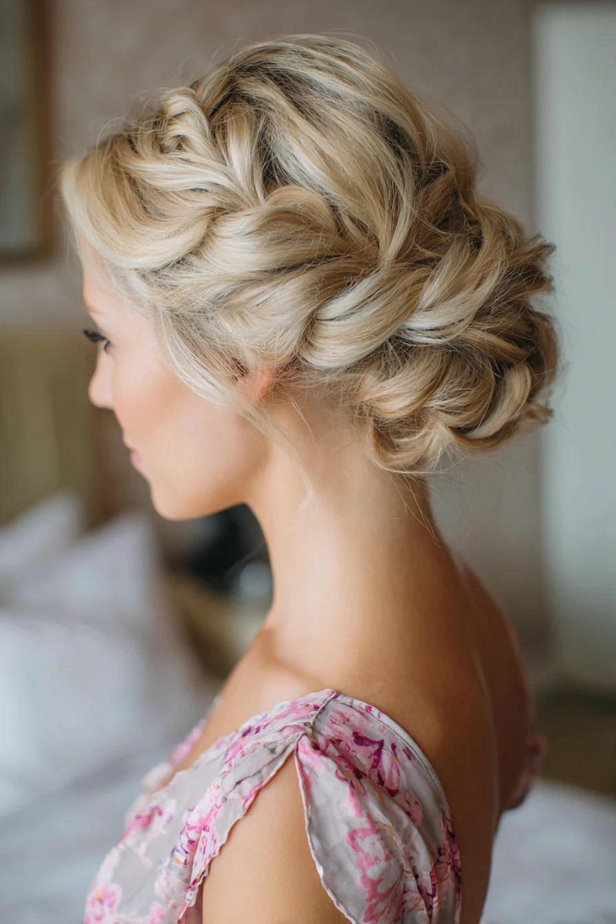 Romantic Messy Braided Updo for Weddings and Parties