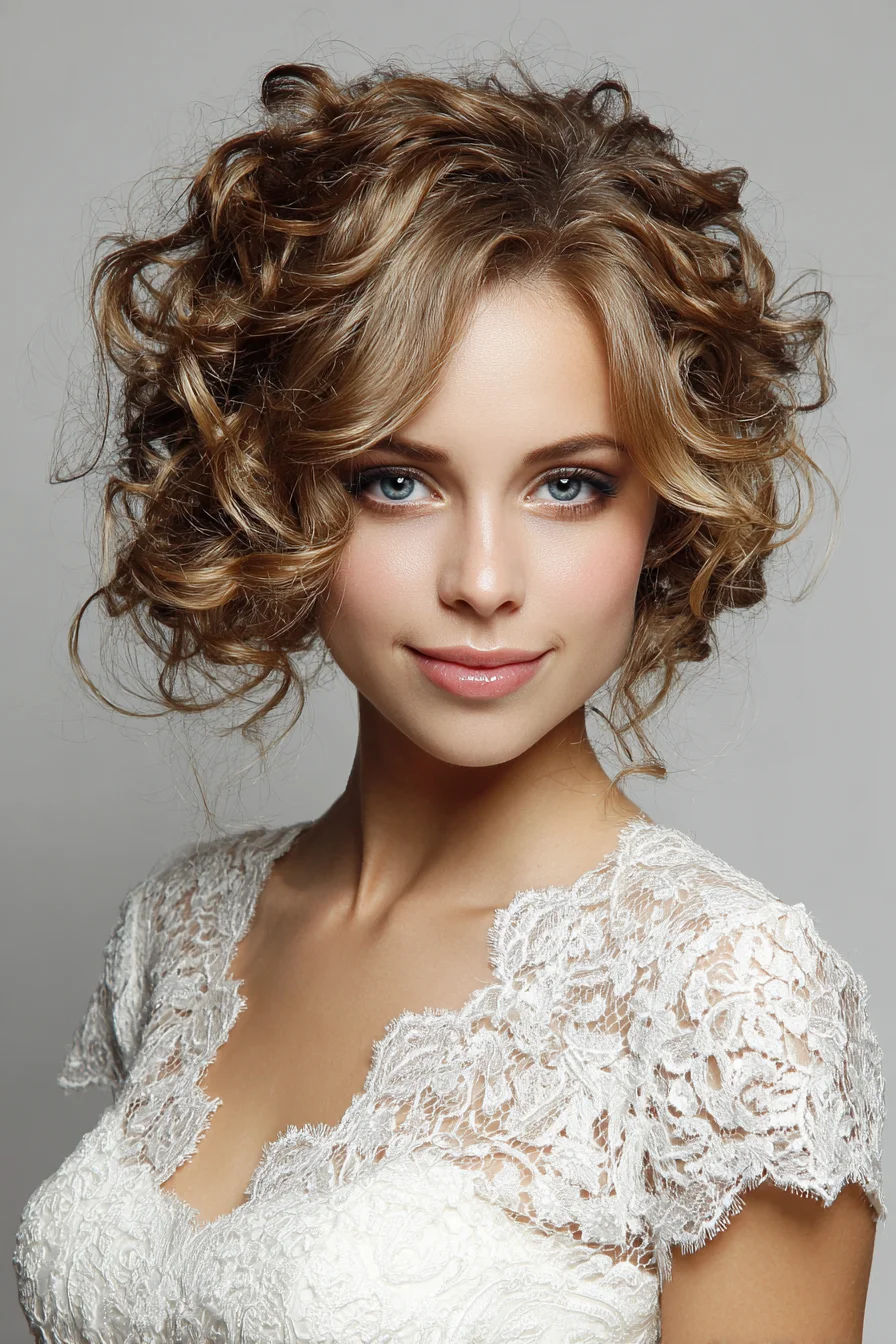 Romantic Messy Curly Updo for Bridal or Special Nights