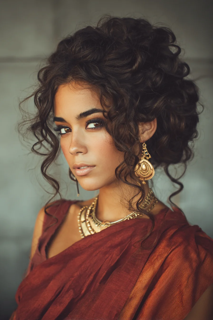 Romantic Messy Curly Updo for Thick or Textured Hair