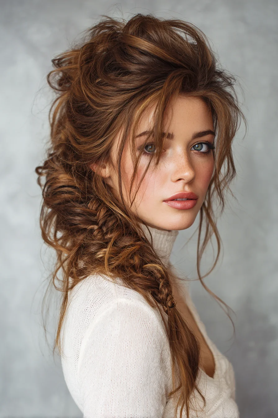 Romantic Messy Side Braid with Face-Framing Layers