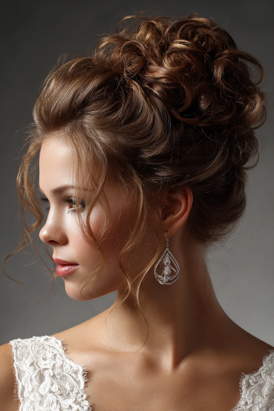 Romantic Messy Updo with Face-Framing Tendrils
