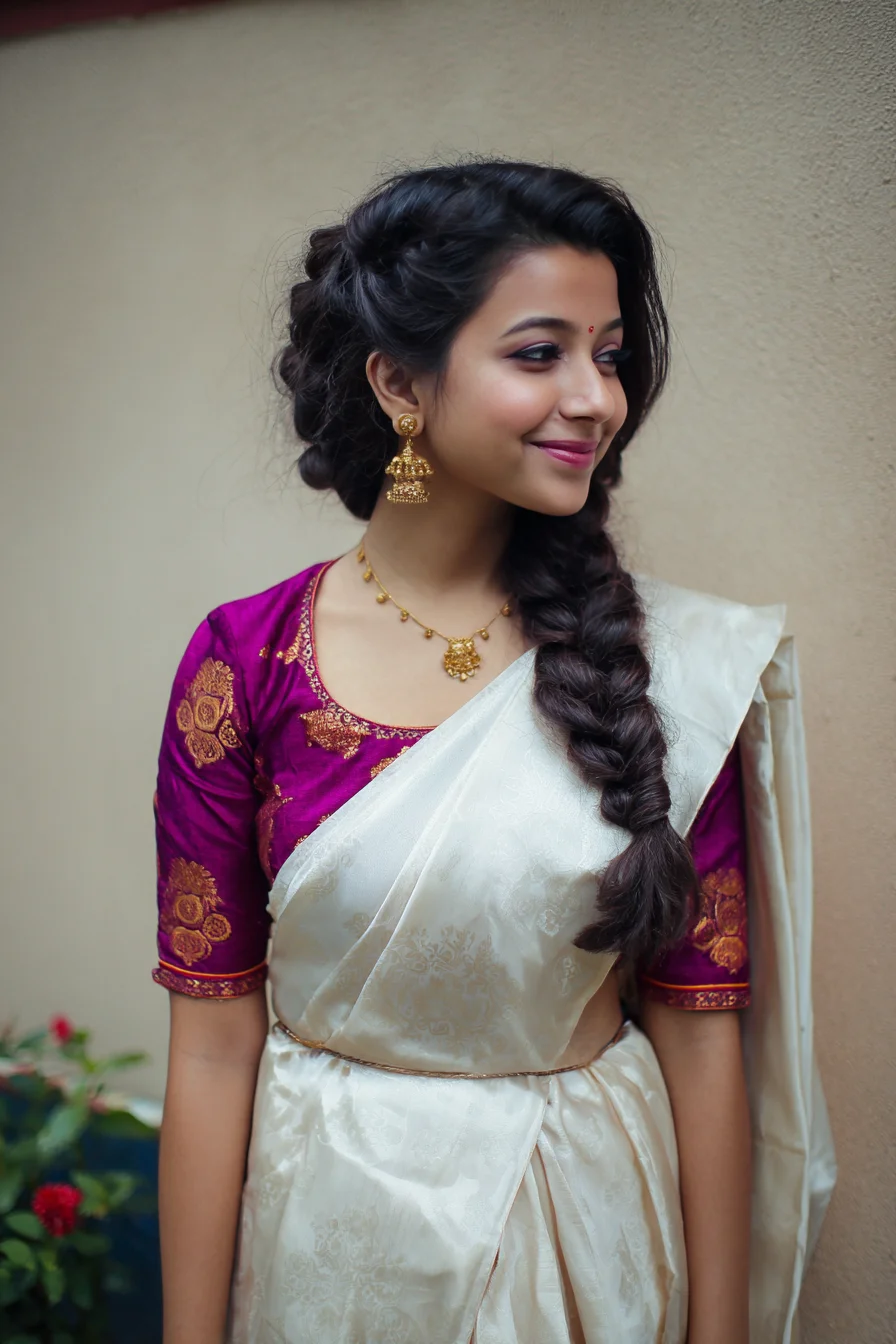 Romantic Side Braid with Twisted Crown for Events