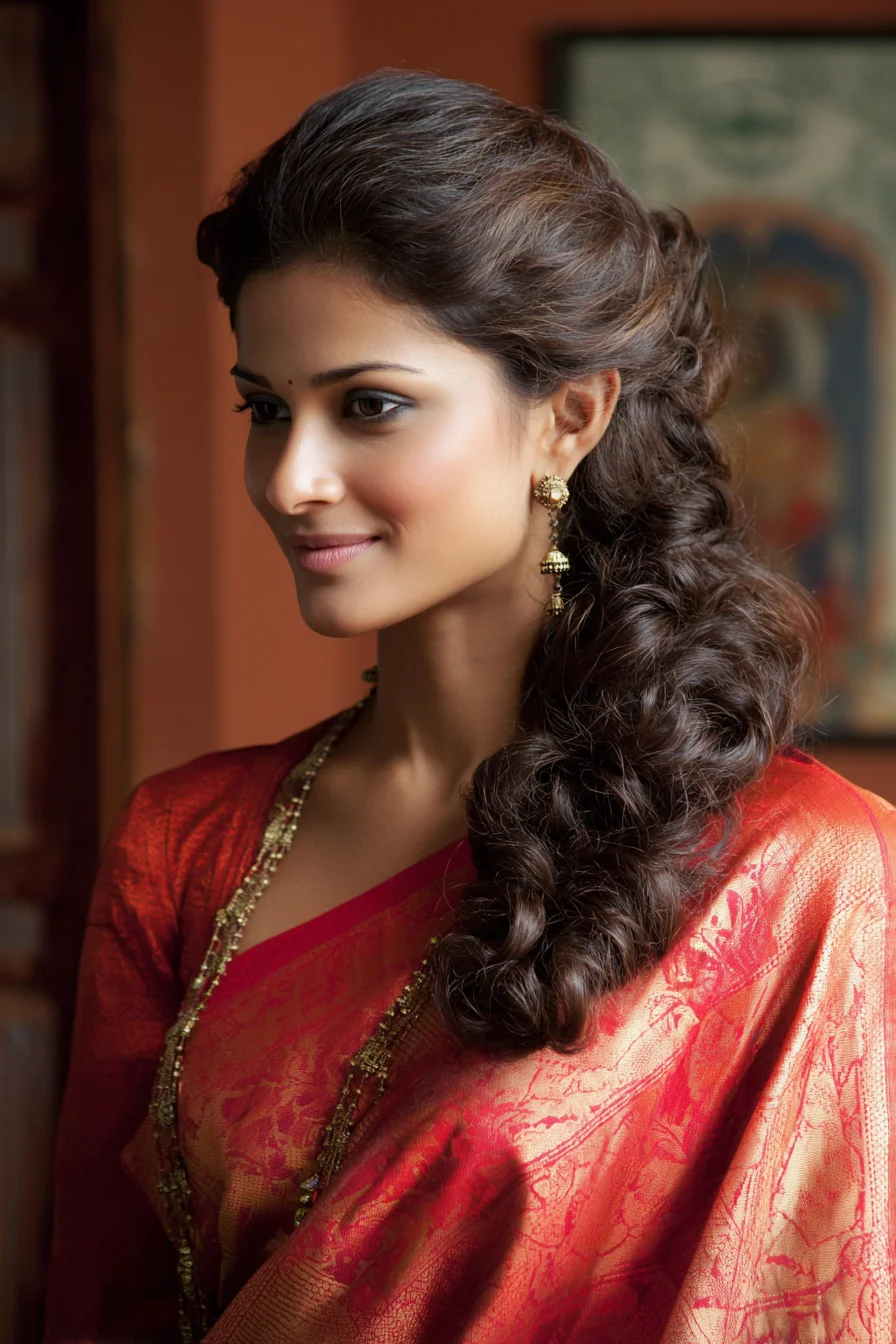 Romantic Side-Swept Curls with Voluminous Twist