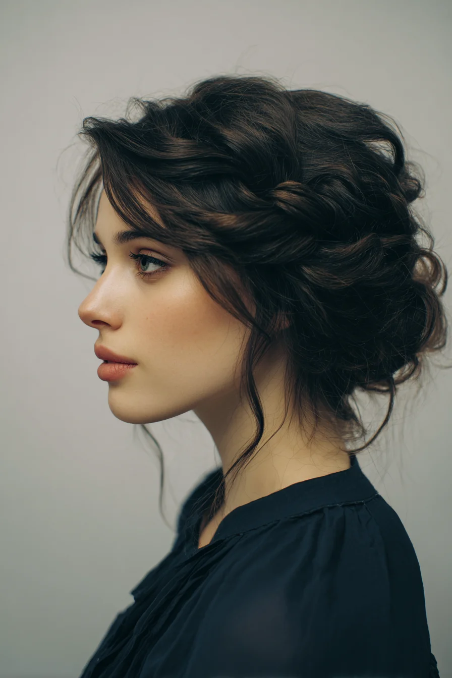 Romantic Textured Updo with Face‑Framing Tendrils