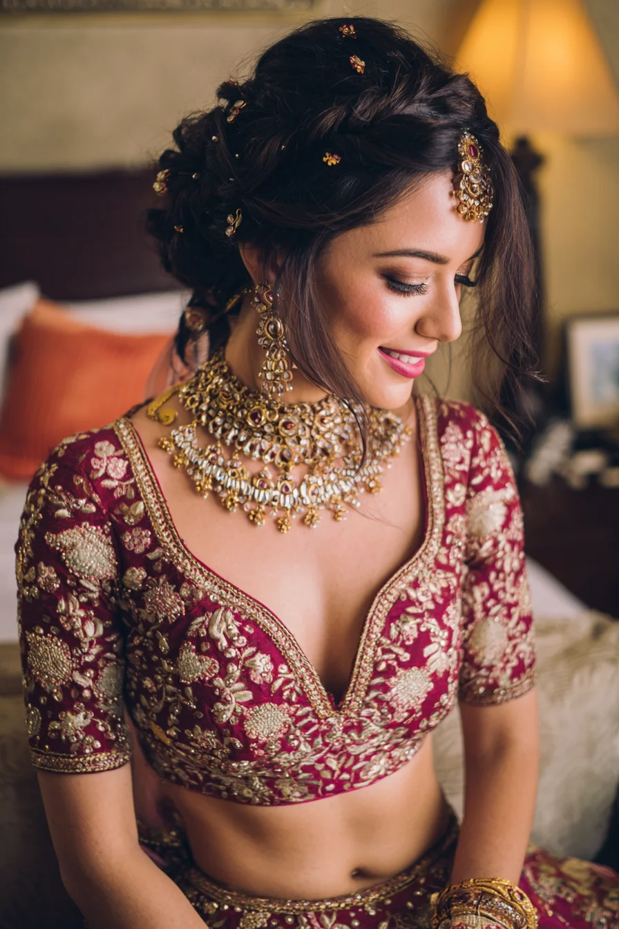 Romantic Twisted Bridal Updo with Jewelry Accents