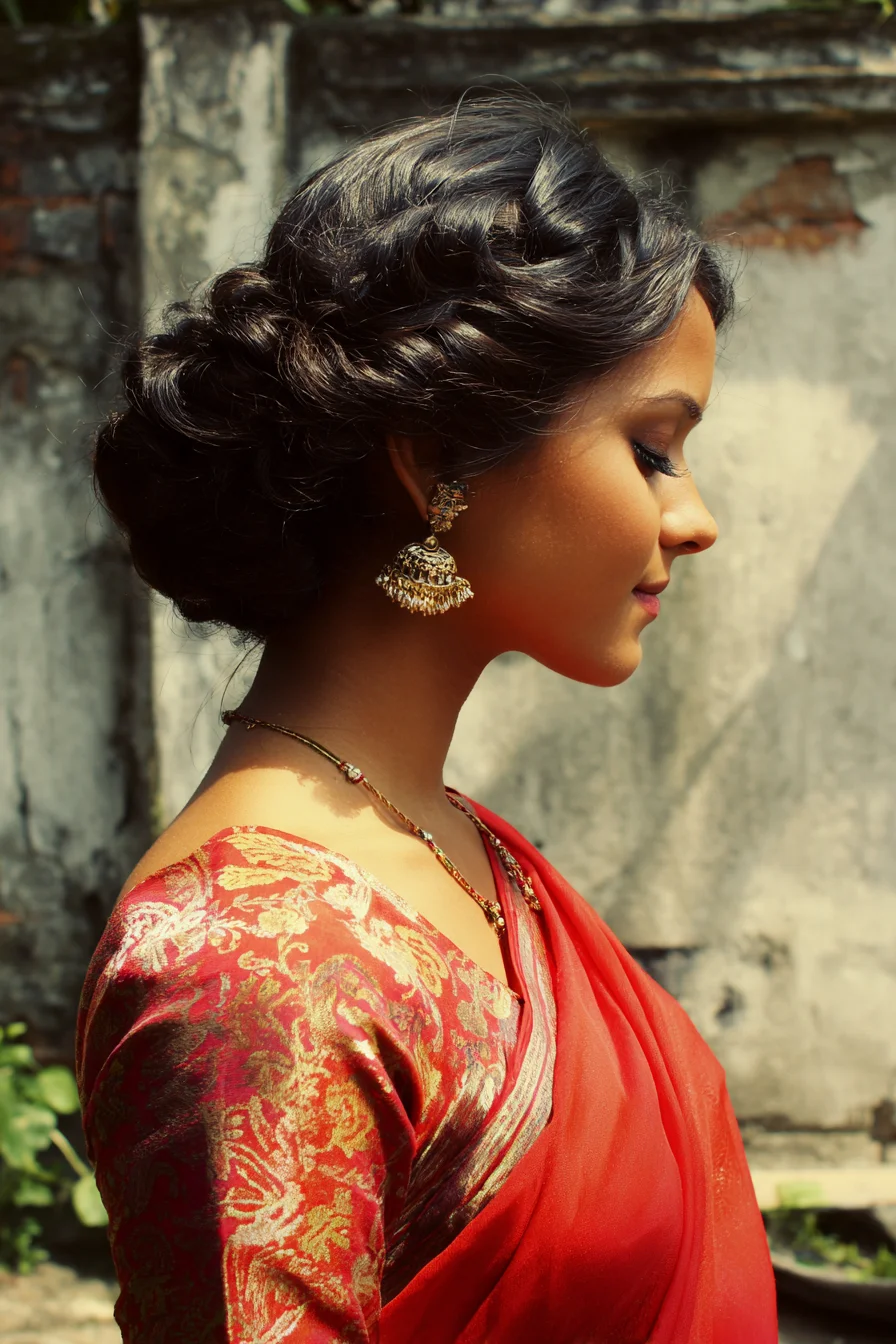 Romantic Twisted Low Chignon with Braided Detail for Events