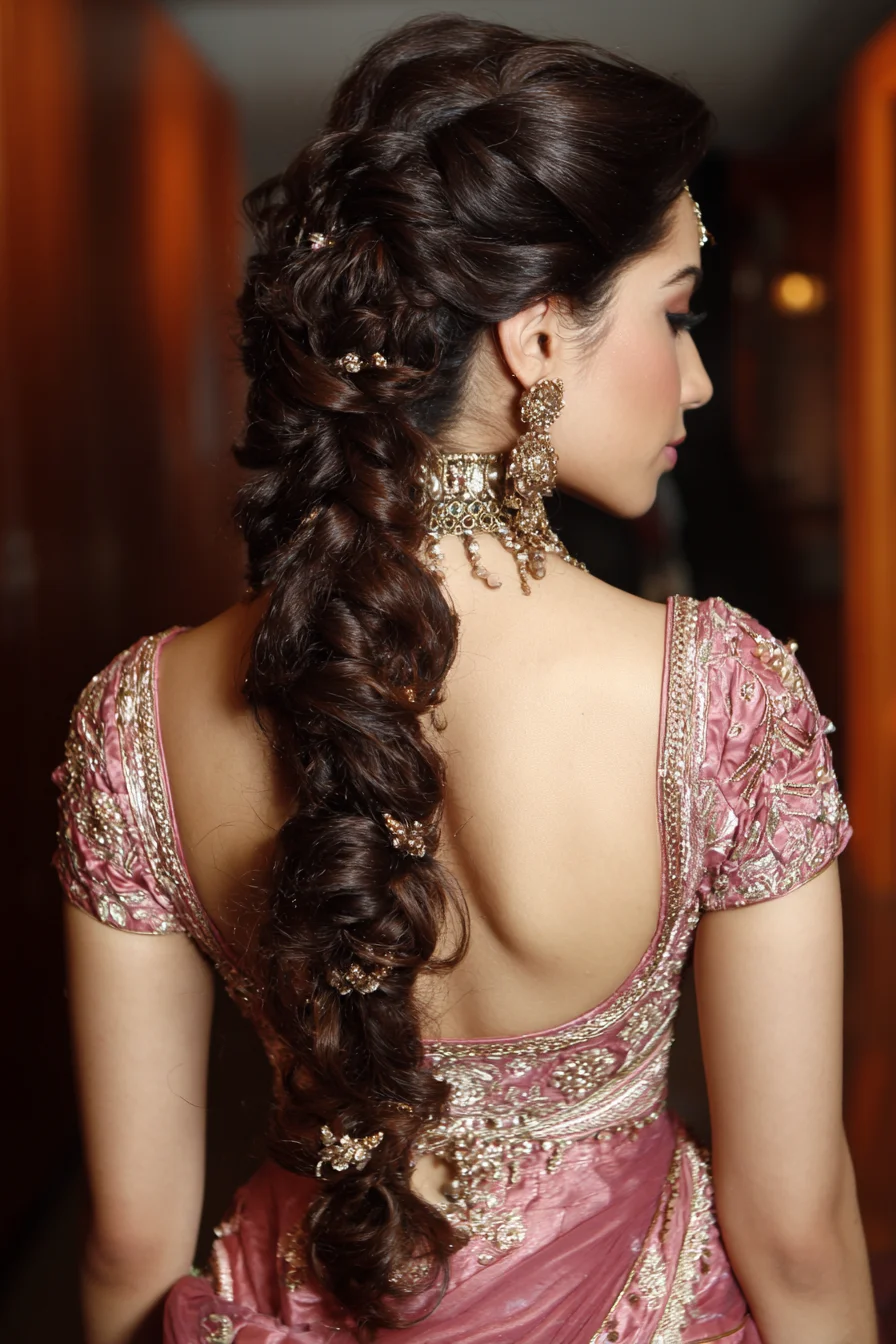 Romantic Voluminous Braided Ponytail with Jewelry