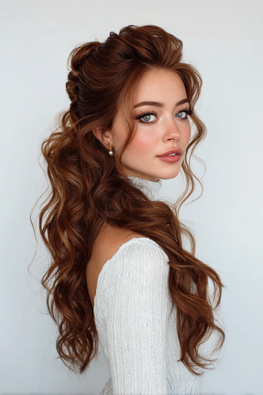 Romantic Voluminous Half-Up with Loose Waves for Events