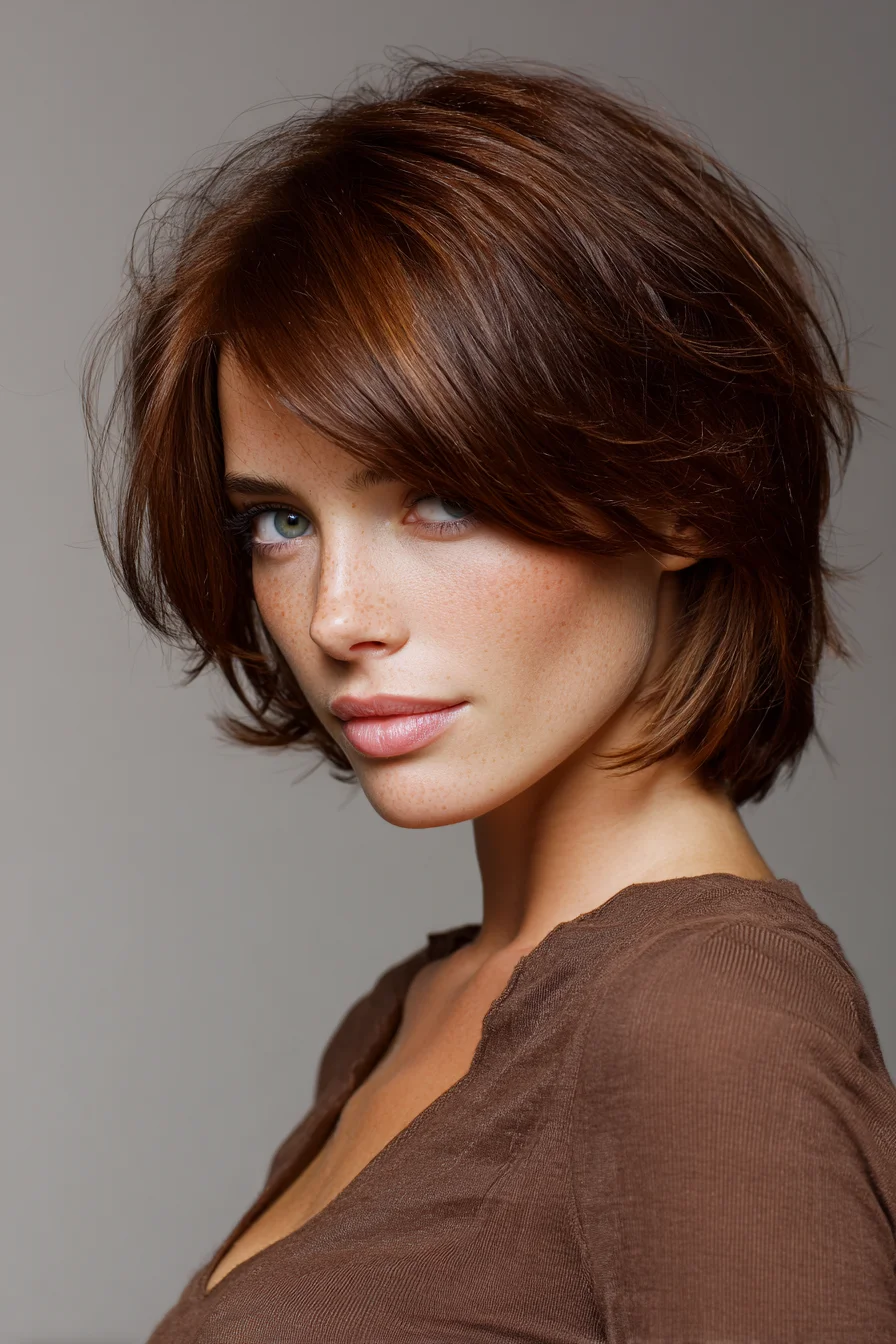Shaggy Layered Bob with Face-Framing Curtain Bangs