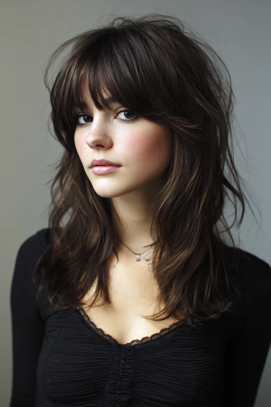 Shaggy Layered Cut with Wispy Curtain Bangs and Texture