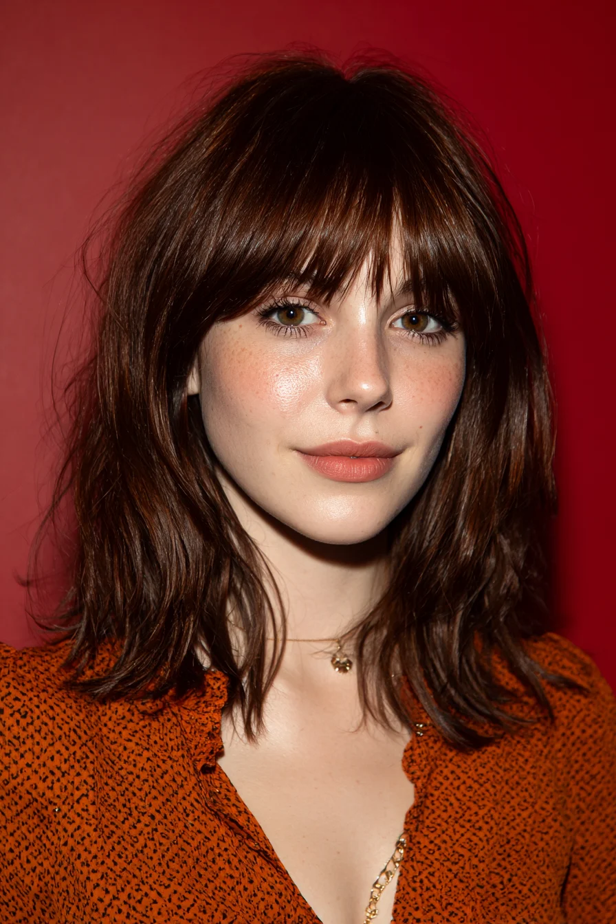 Shaggy Mid-Length Cut with Curtain Bangs and Texture