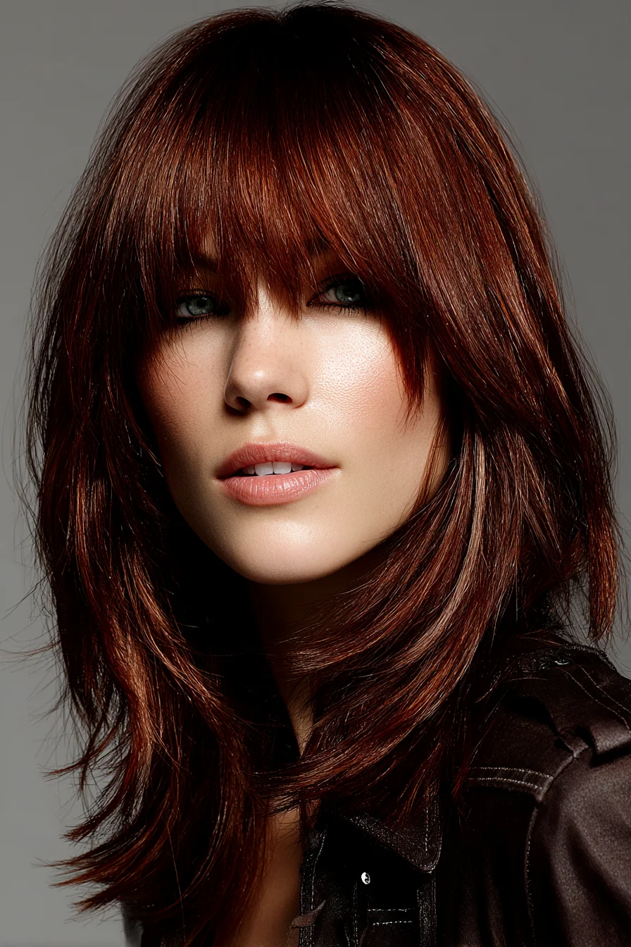 Shaggy Shoulder-Length Cut with Blunt Fringe for Fine to Medium Hair