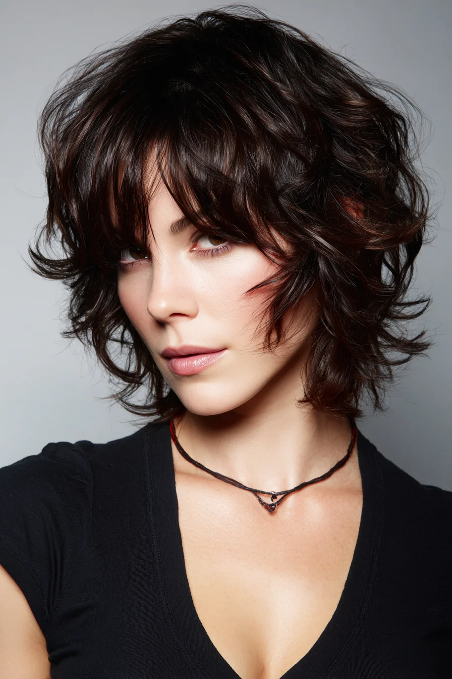 Shaggy Textured Shag with Curtain Bangs and Volume