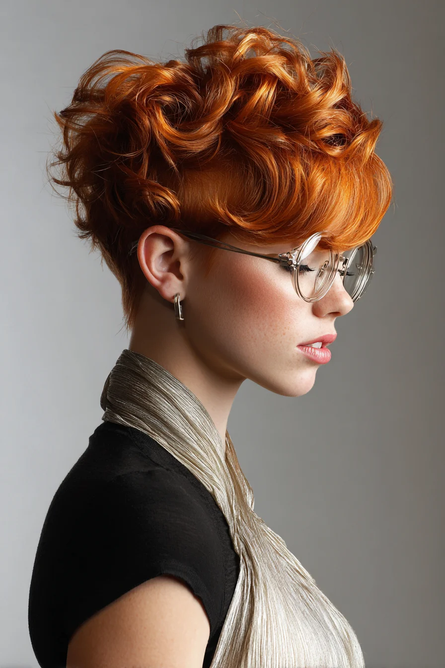 Short Copper Pixie with Voluminous Tousled Top