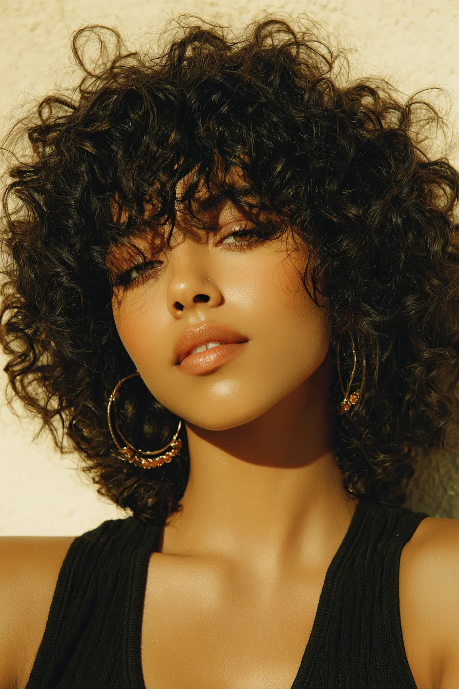 Short Curly Bob with Piecey Bangs and Volume Easy