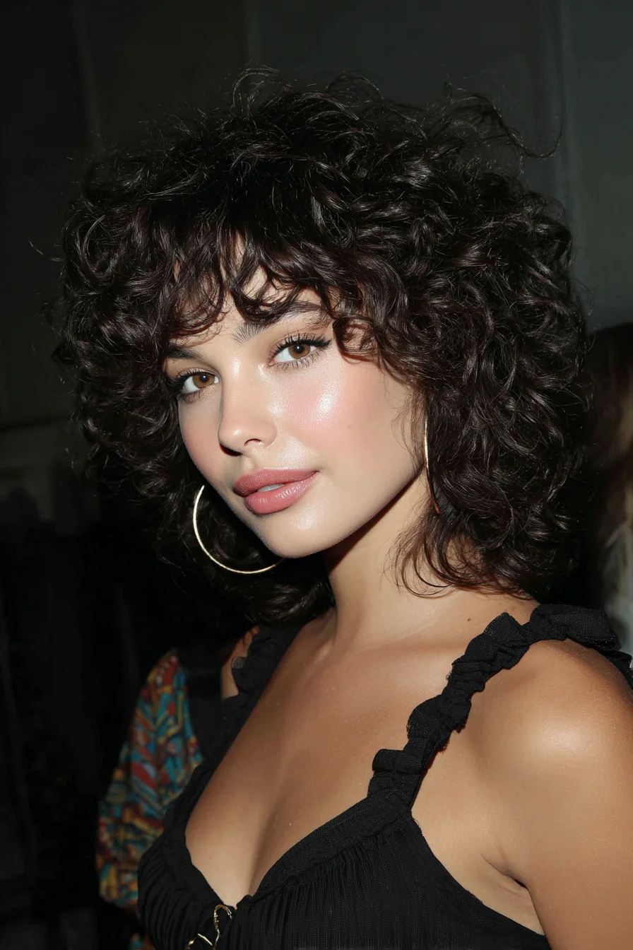 Short Curly Shag with Soft Face-Framing Bangs