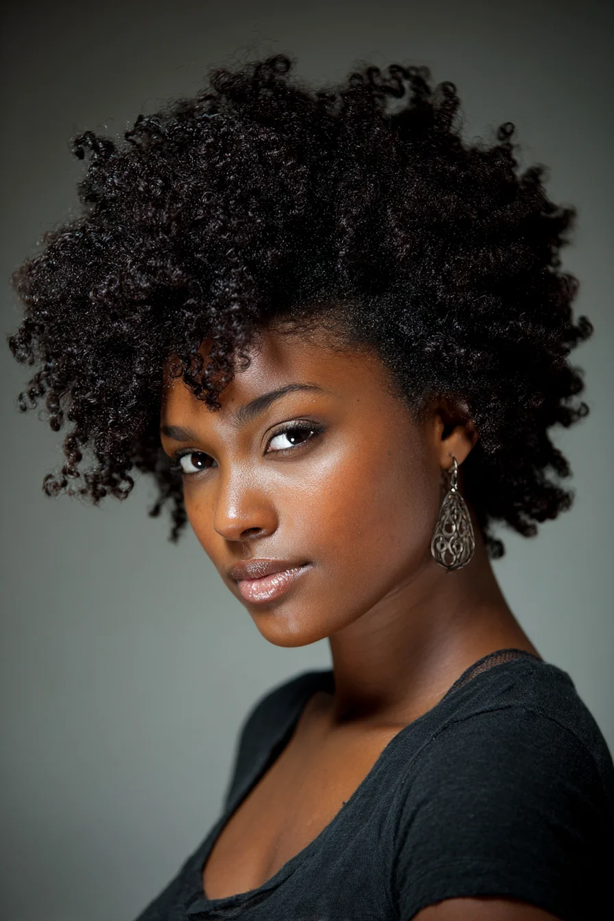 Short Natural Afro with Defined Curls and Lots of Volume