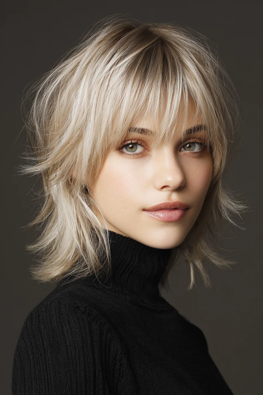 Short Shag with Feathered Bangs for Effortless Texture
