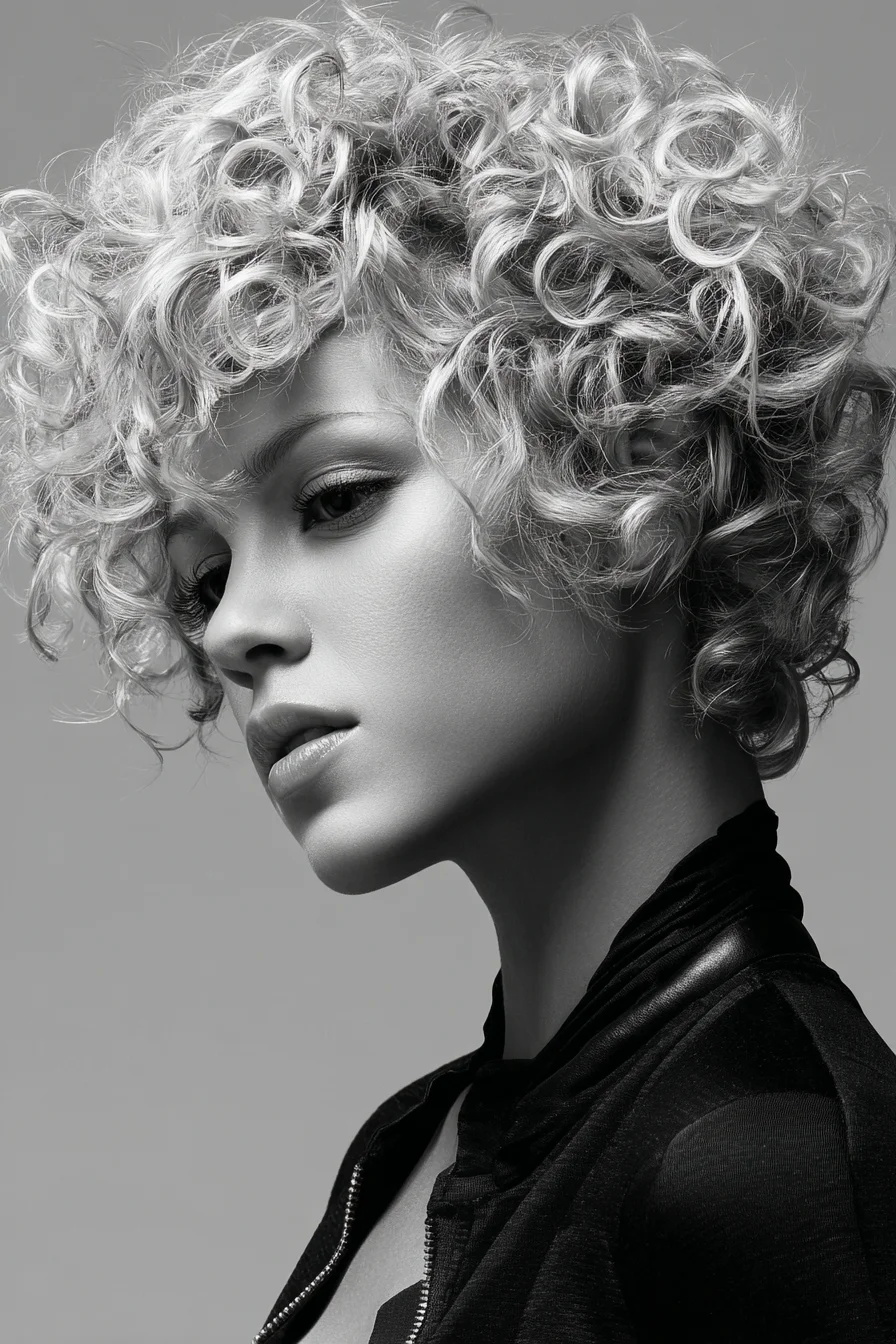 Short Tousled Curly Pixie for Soft Volume and Texture