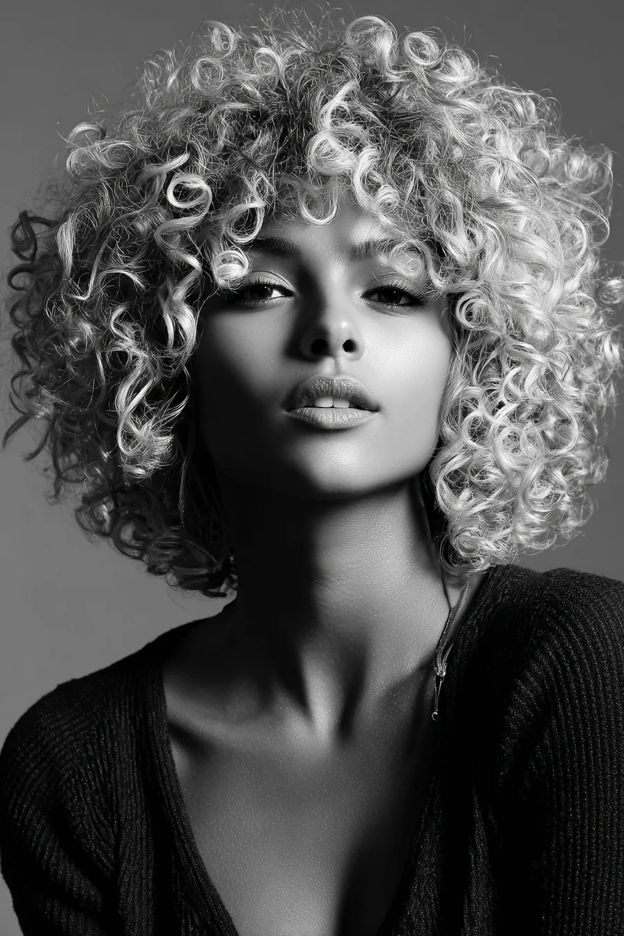 Short Voluminous Curly Bob with Defined Ringlets