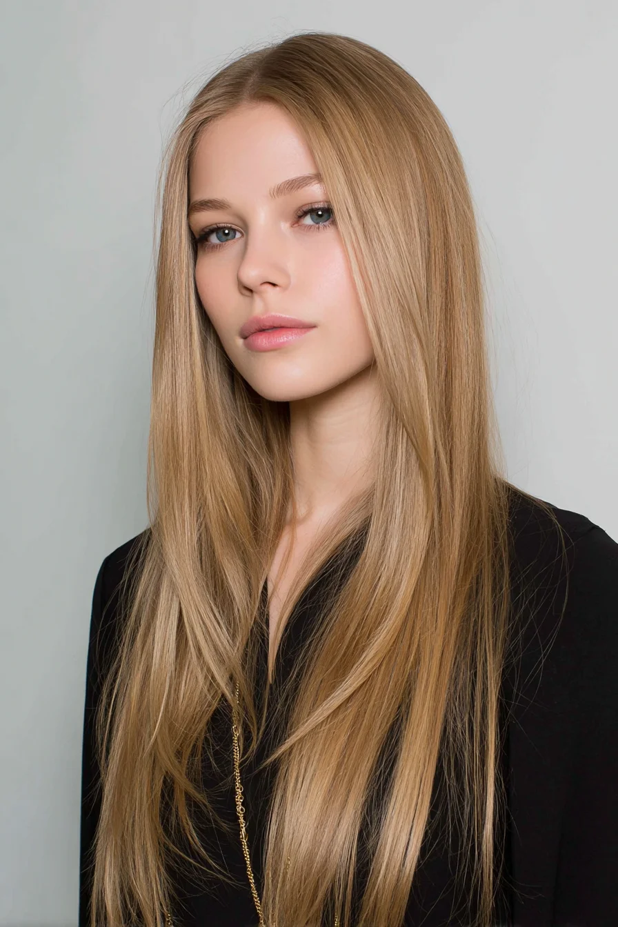 Sleek Middle-Part Long Layers for Everyday Shine