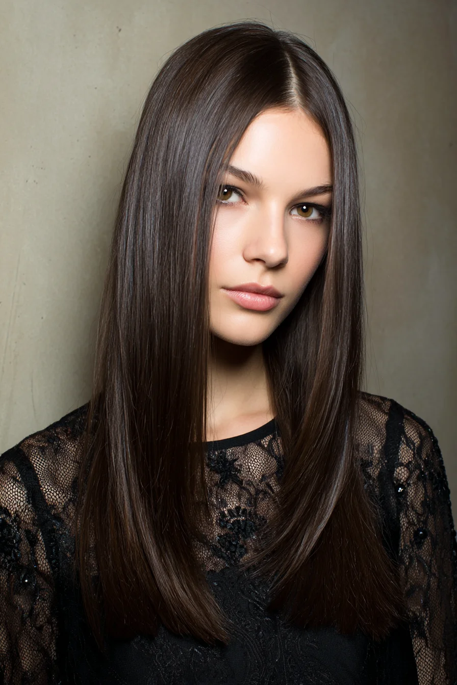 Sleek Middle-Part Straight Hair for Smooth Shine