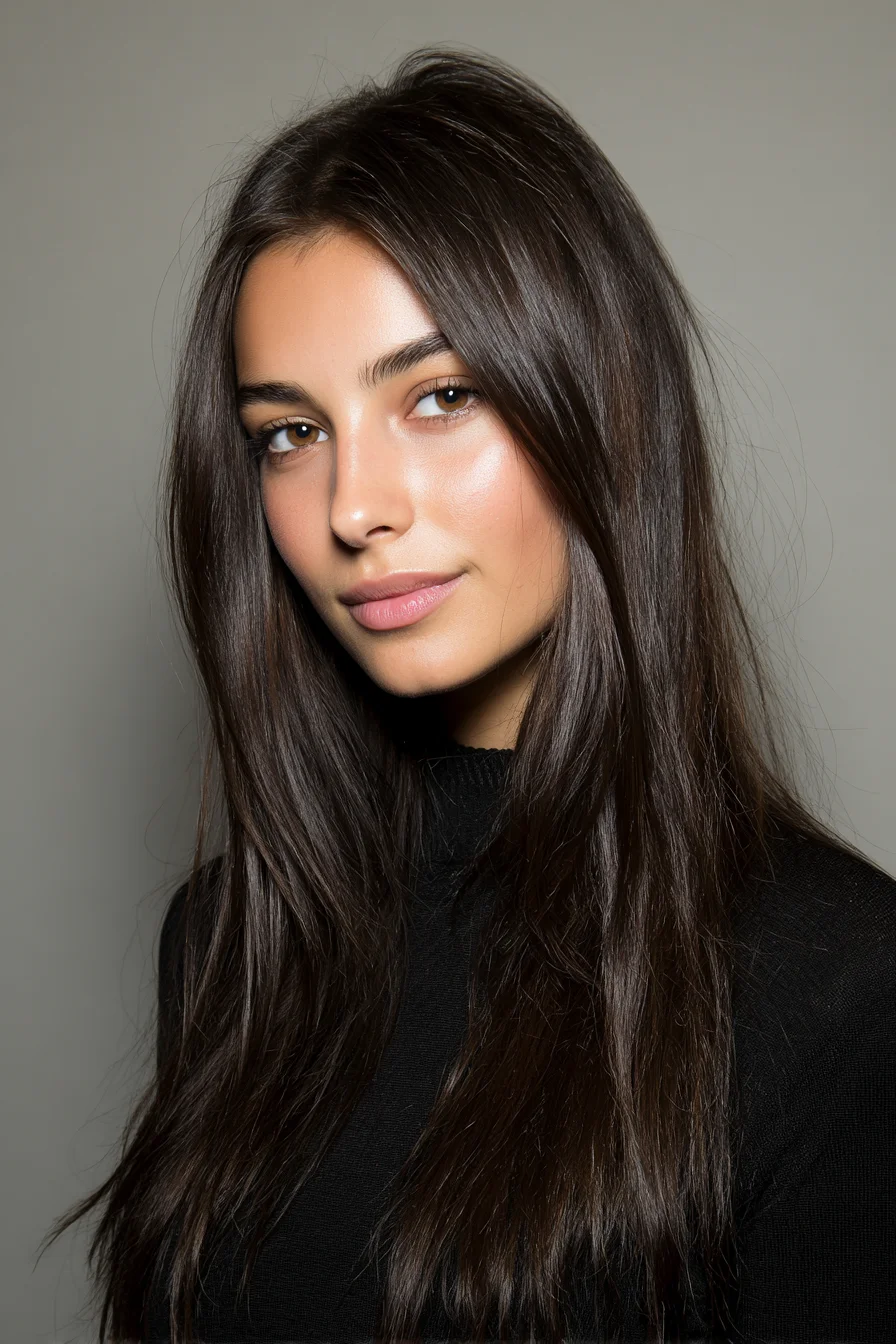Sleek Middle Part with Long Layers and Natural Shine
