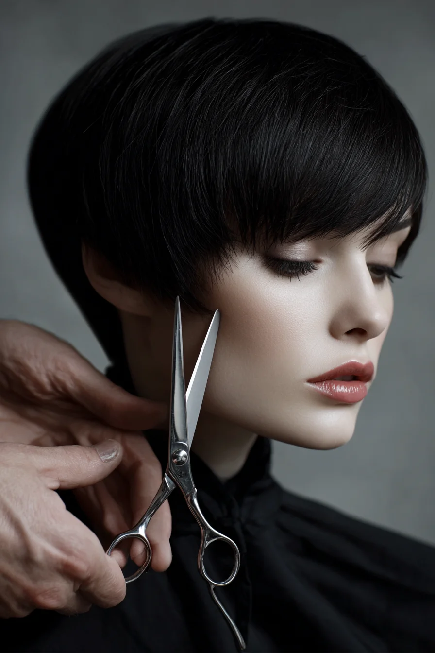 Sleek Rounded Pixie with Side Fringe for Low-Maintenance
