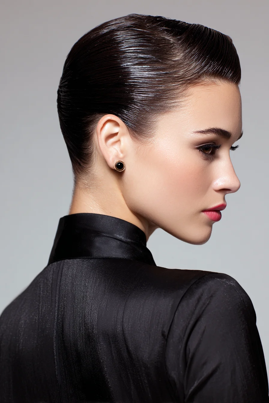 Slicked-Back Low Bun for a Polished Evening Look