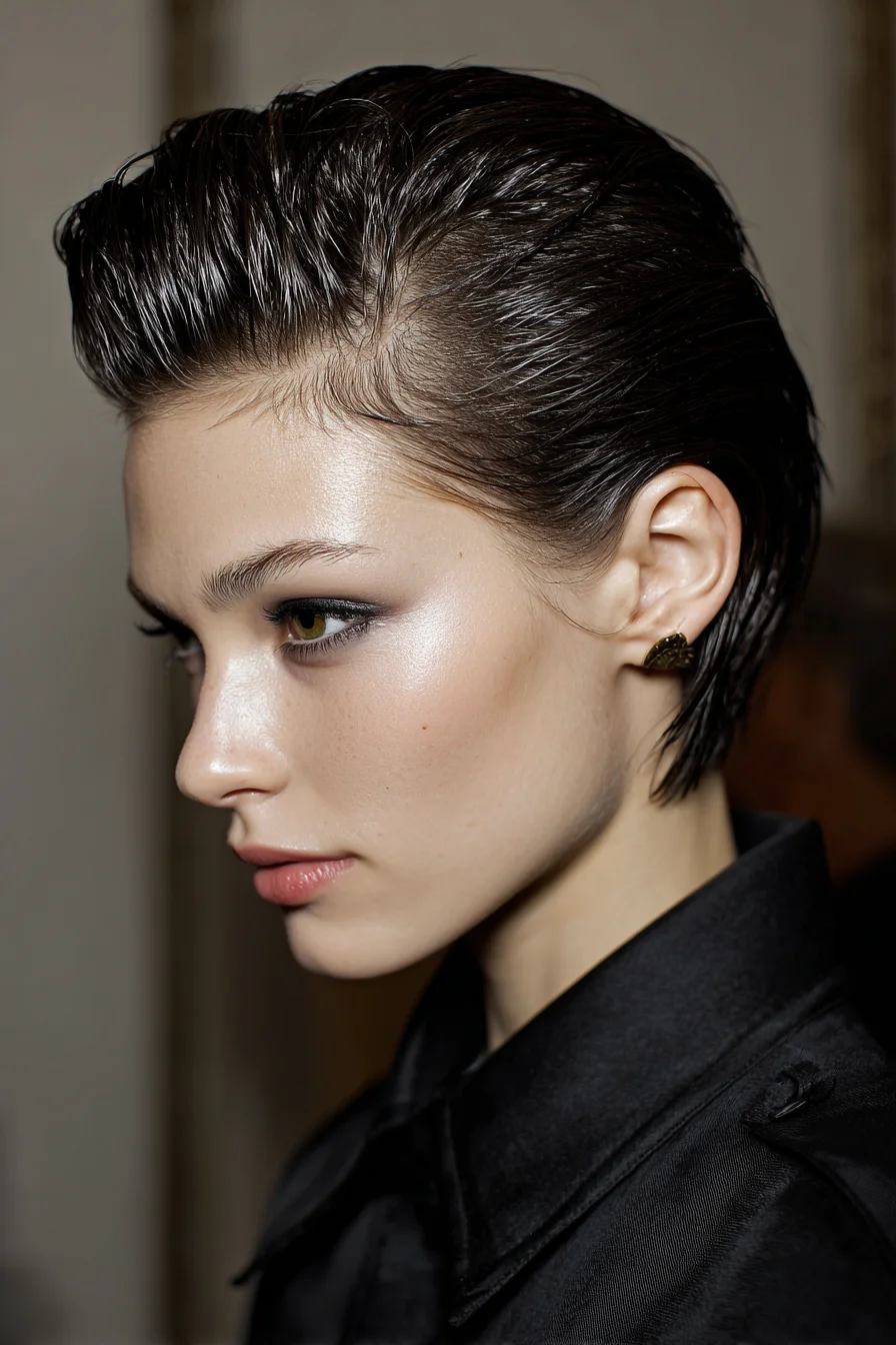 Slicked-Back Short Hair for Effortless Night Out