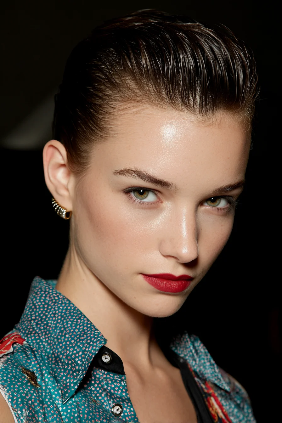 Slicked-Back Wet Look for Short to Medium Hair