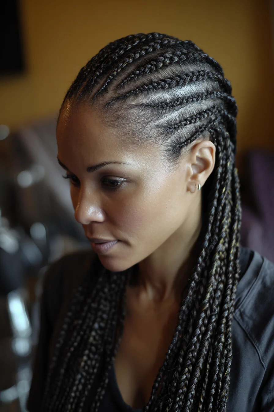 Slim Cornrows Into Long Micro Braids Sleek Everyday Look