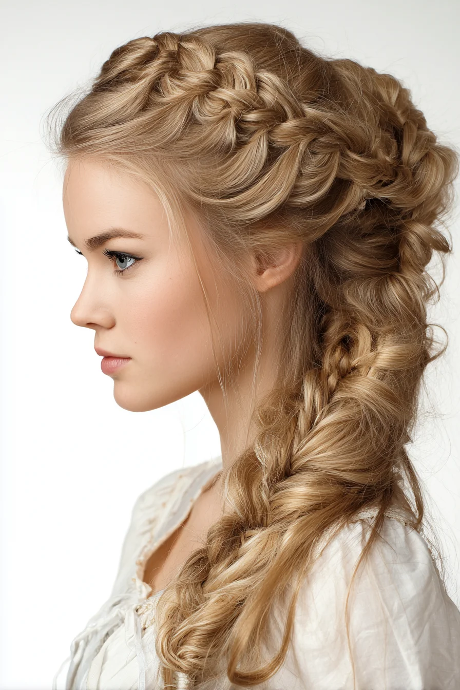 Soft Boho Braided Crown with Loose Side Plait