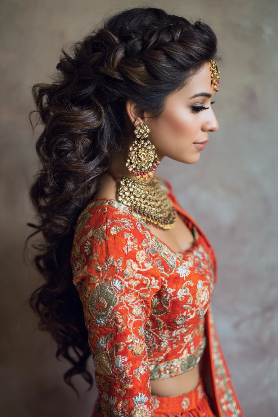 Soft Braided Half-Up with Big Romantic Curls for Weddings & Parties