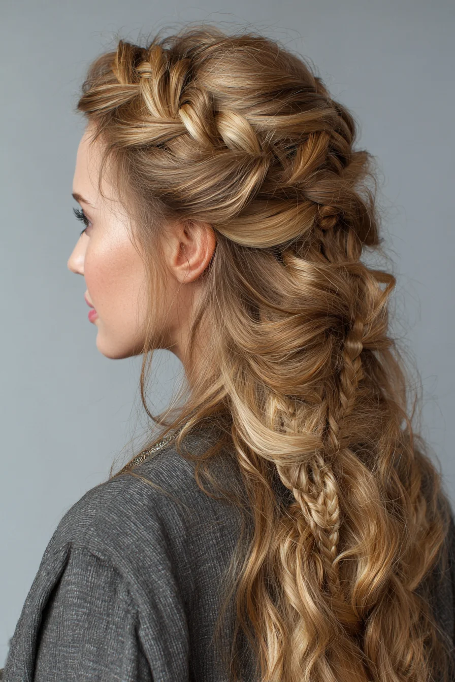 Soft Braided Half-Up with Loose Romantic Waves