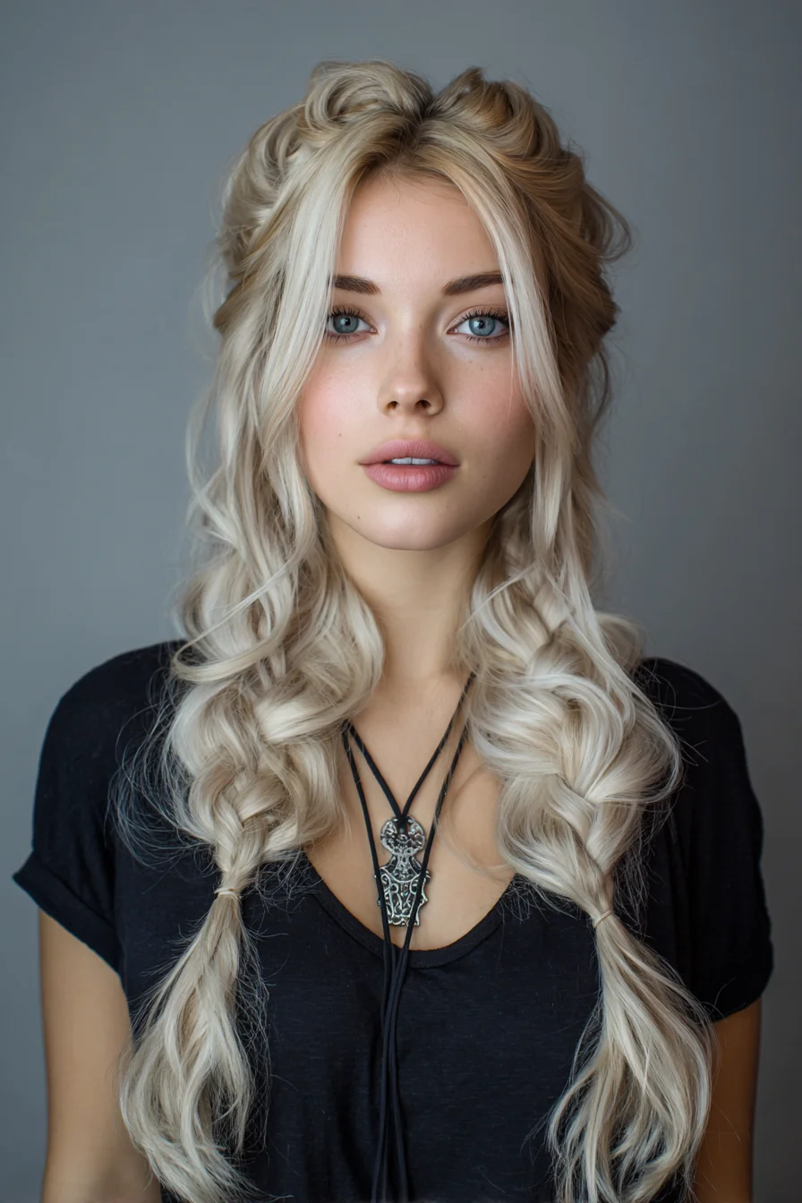 Soft Half-Up Braids for Wavy Long Hair, Weekend Vibes