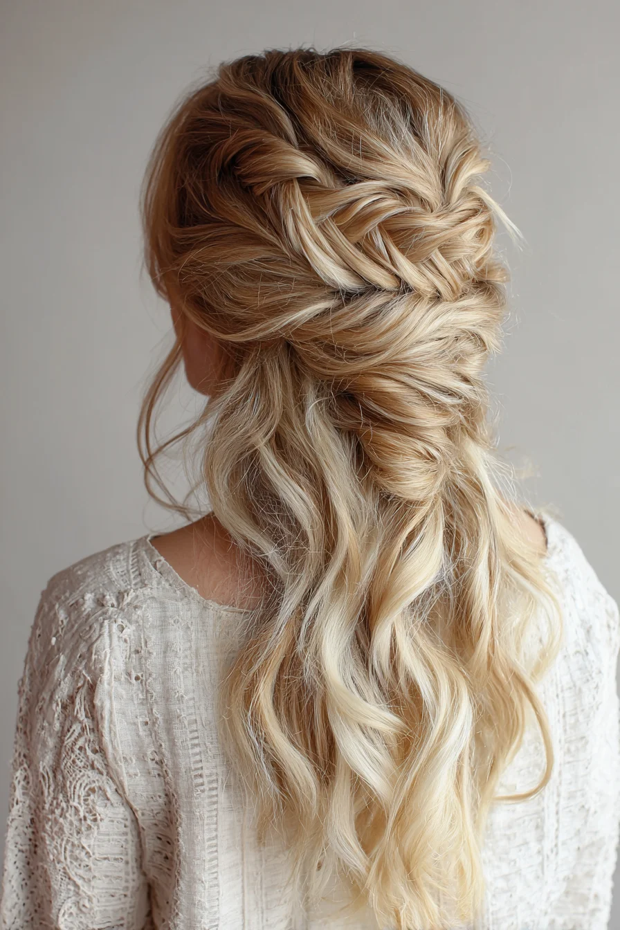 Soft Half-Up Fishtail with Loose Romantic Waves