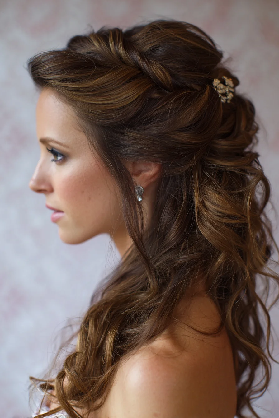 Soft Half-Up Twist with Loose Curls for Events